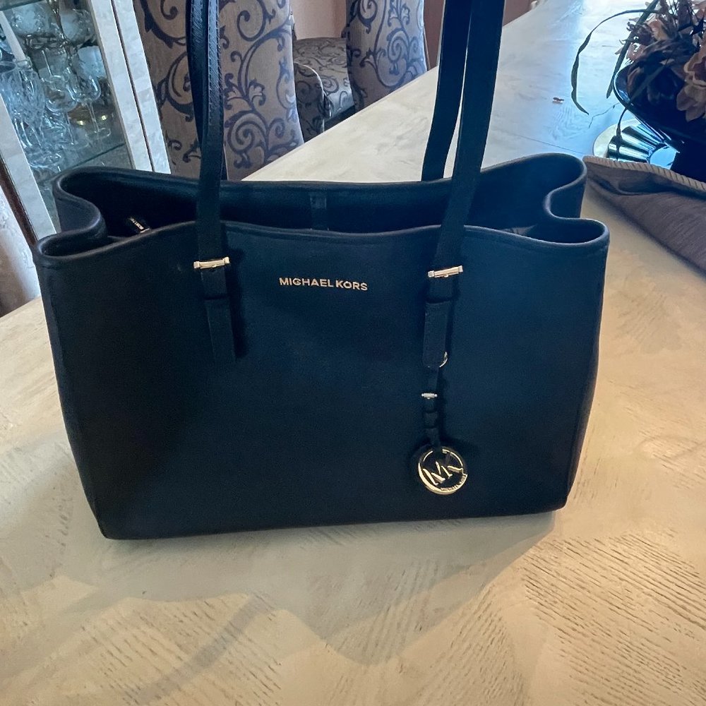 Michael Kors Black Large Accordion Tote Bag